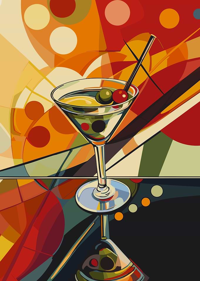 Retro Martini Cocktail Art