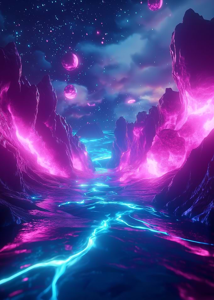 Neon River Landscape