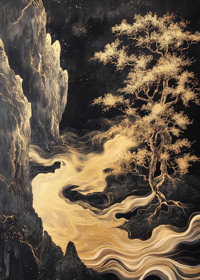 Golden Mountain Landscape