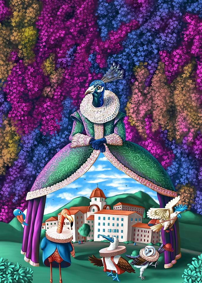 Peacock Queen and Birds