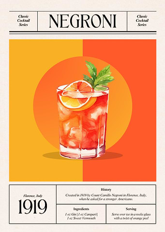 Negroni Cocktail Illustration