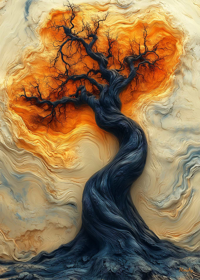 Enigmatic Surreal Tree - Mystical Abstract Art