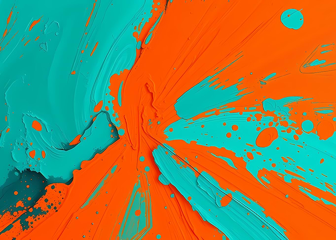 Abstract Orange and Teal Paint