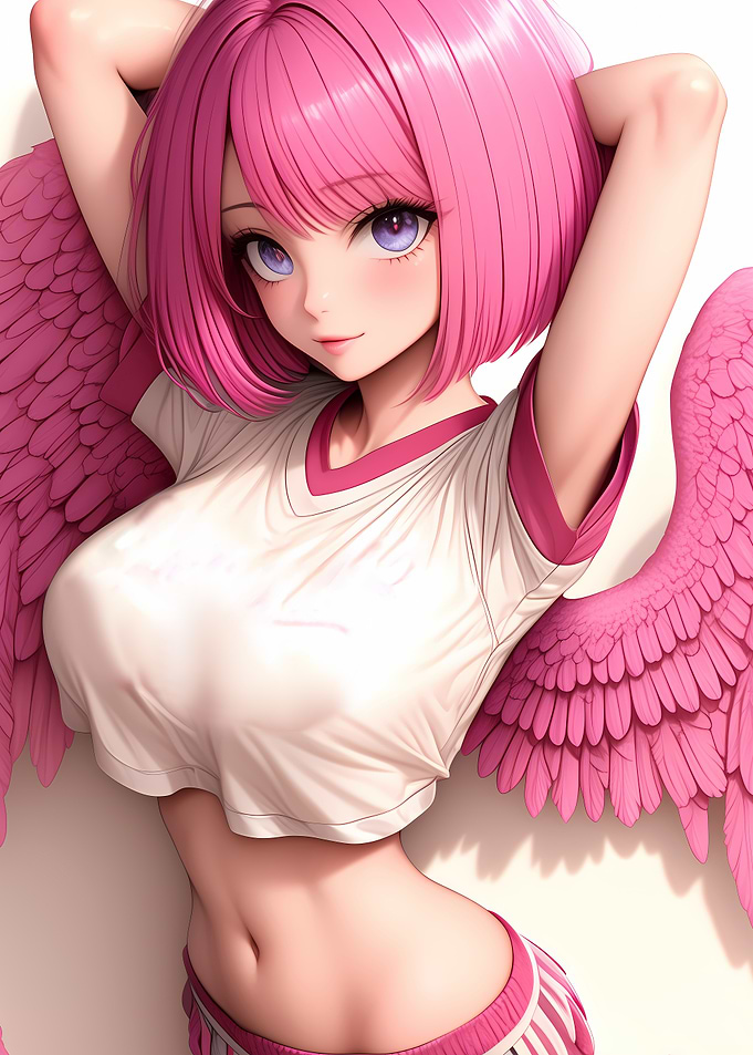 Pink-Haired Angel Girl Anime Girl