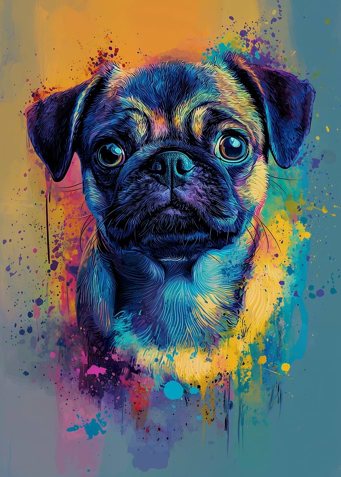 Splash of Personality: Vibrant Pug