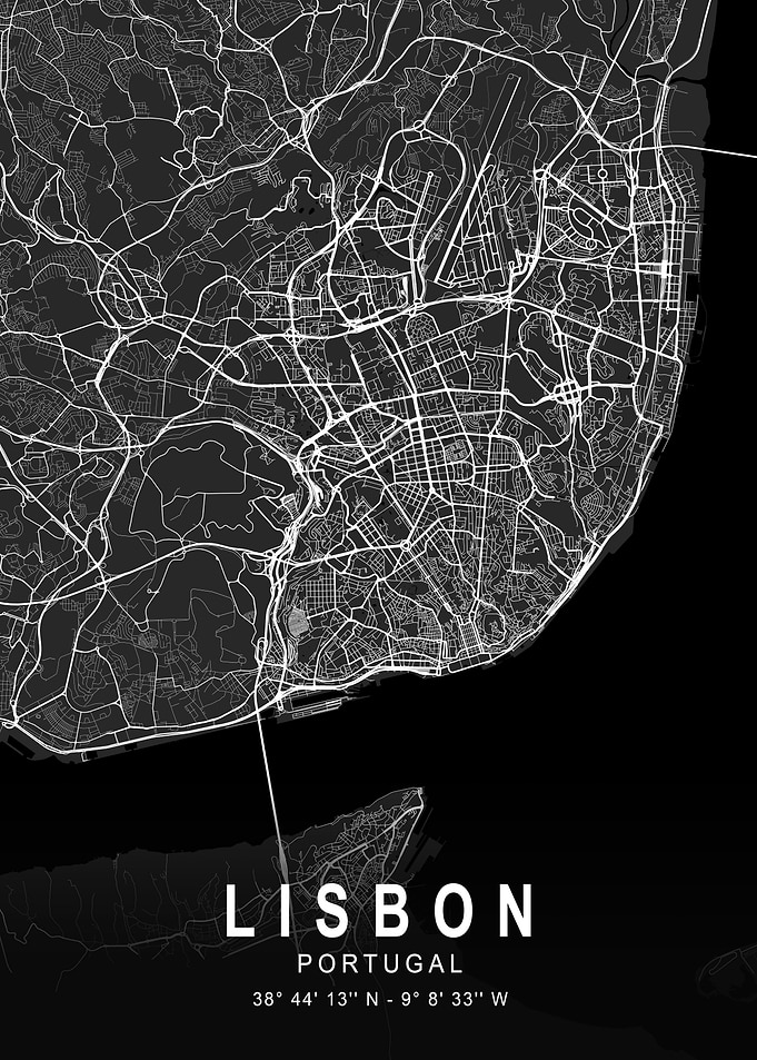 Lisbon Dark City Map