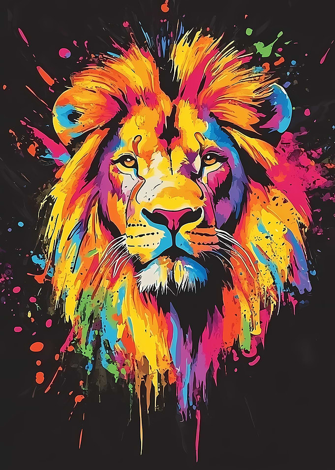 Colorful Lion Portrait