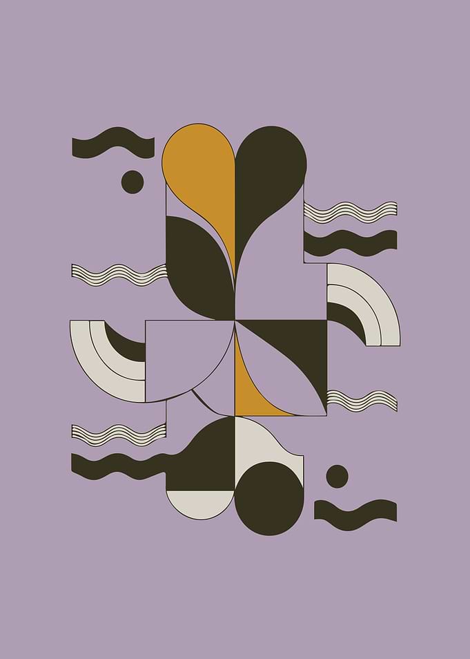 Abstract Geometric Art in Muted Purple