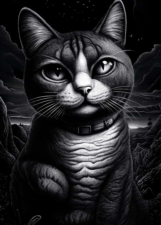 Black and White Cat Portrait