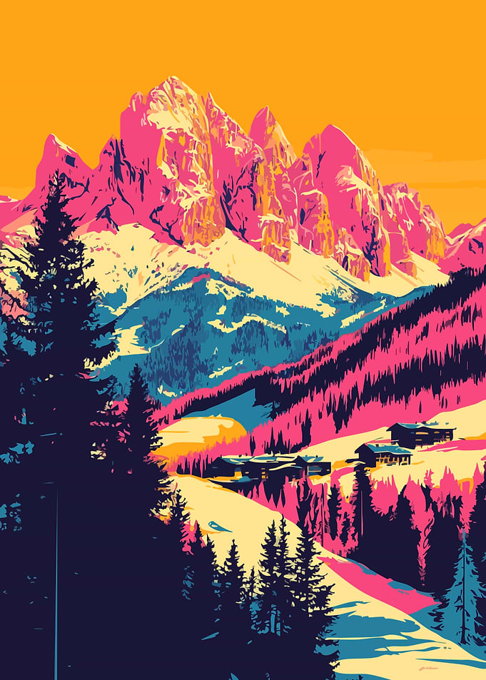 Italian Alps Retro Minimalist Art