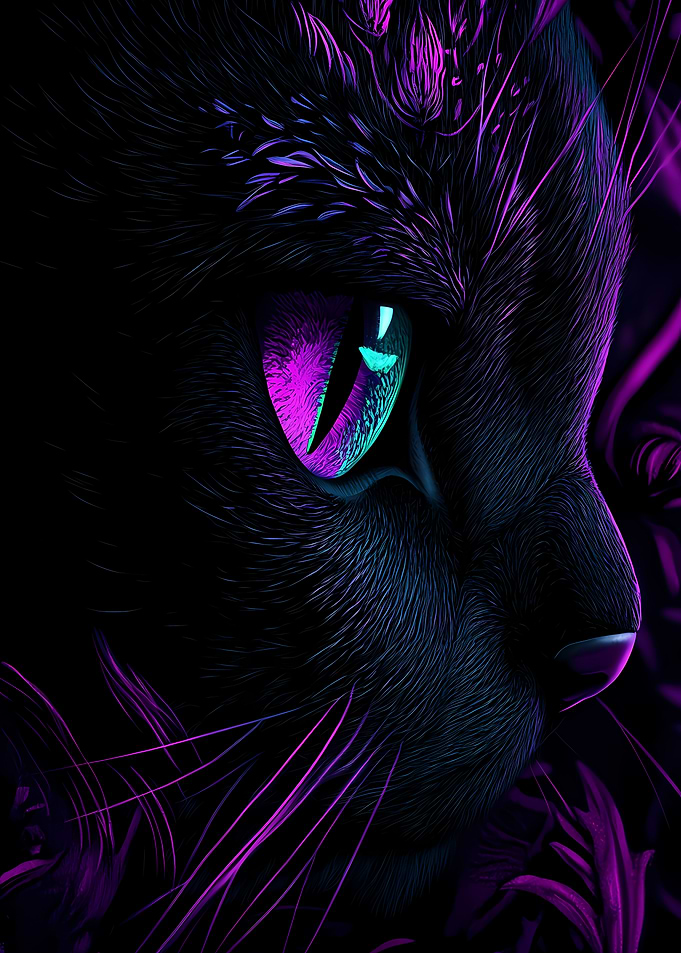 Black Cat Purple Glow