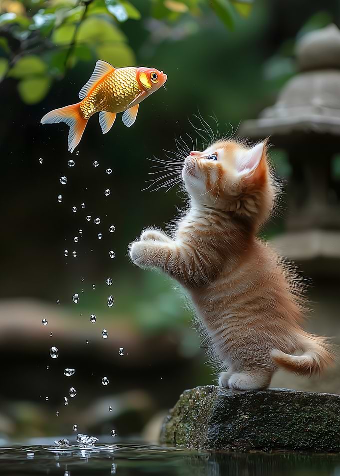 Kitten and Goldfish