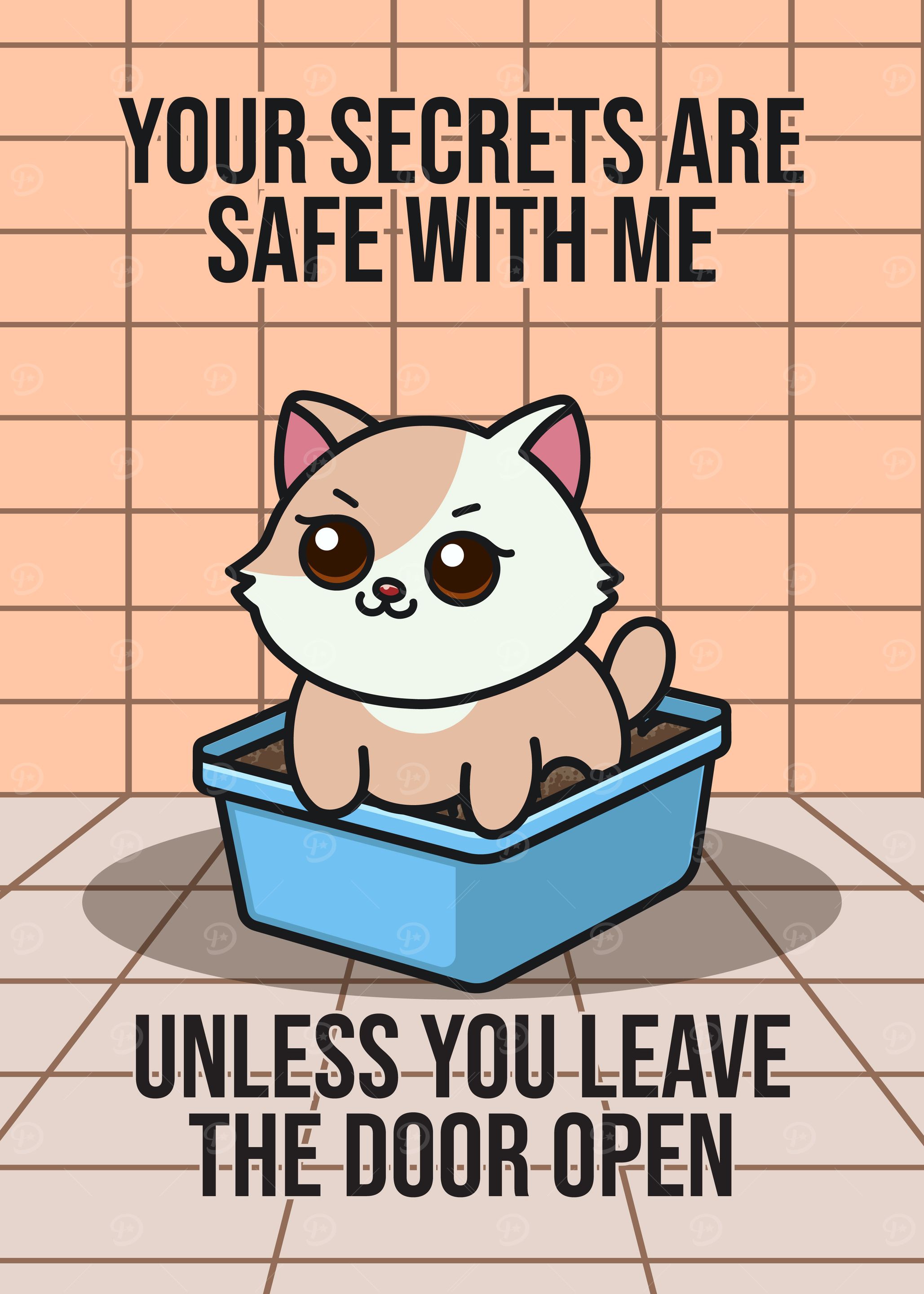 Cat Bathroom Secrets Poster