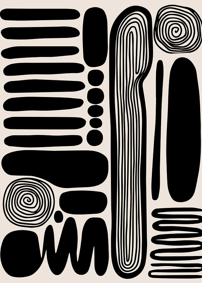 Abstract Black and White Art Shapes