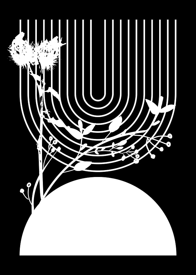 Floral Silhouette with Arched Lines