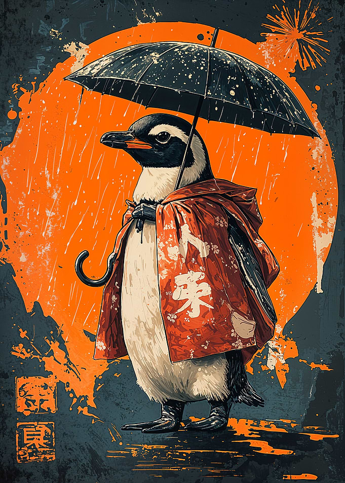 Penguin in Kimono