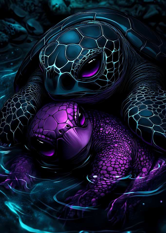 Neon Turtle Duo