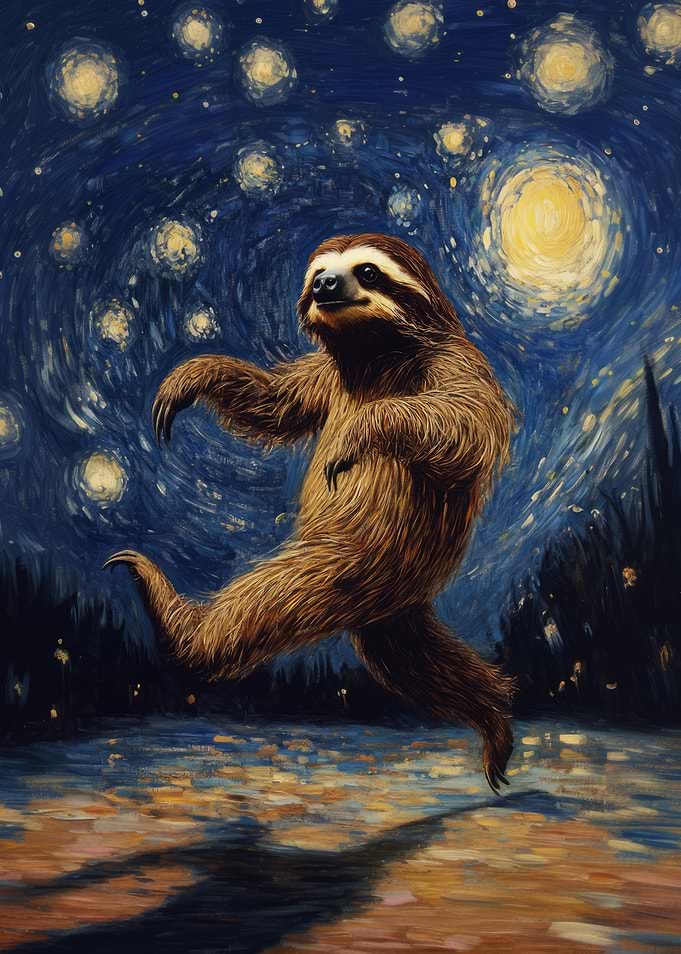 Sloth in Starry Night