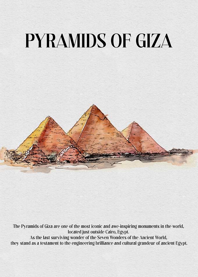 Pyramids of Giza Watercolor