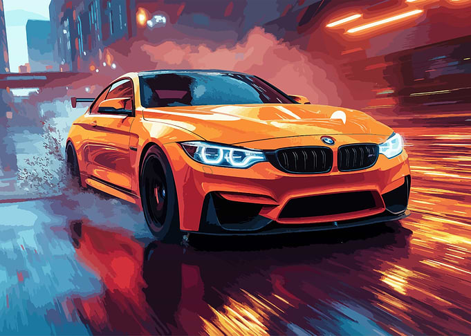 Orange BMW M4 Speeding