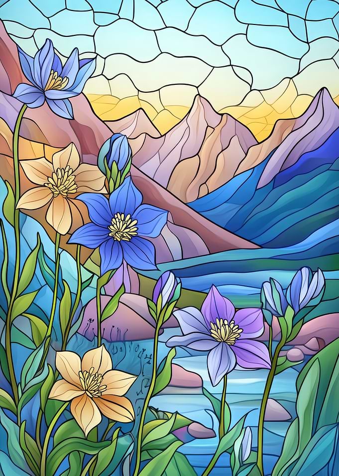 Mountain Flowers Stained Glass