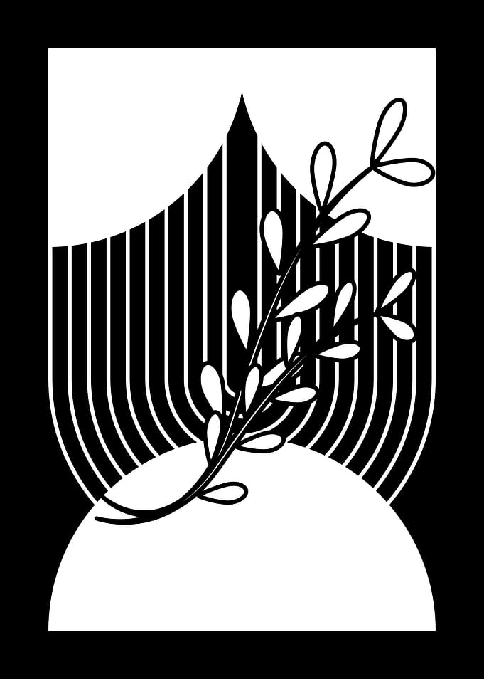 Black and White Floral Art
