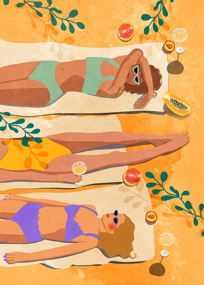 Sunbathing on the Beach
