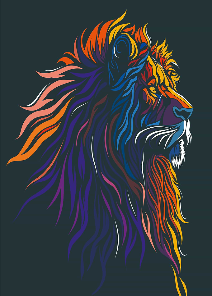 Colorful Lion Portrait