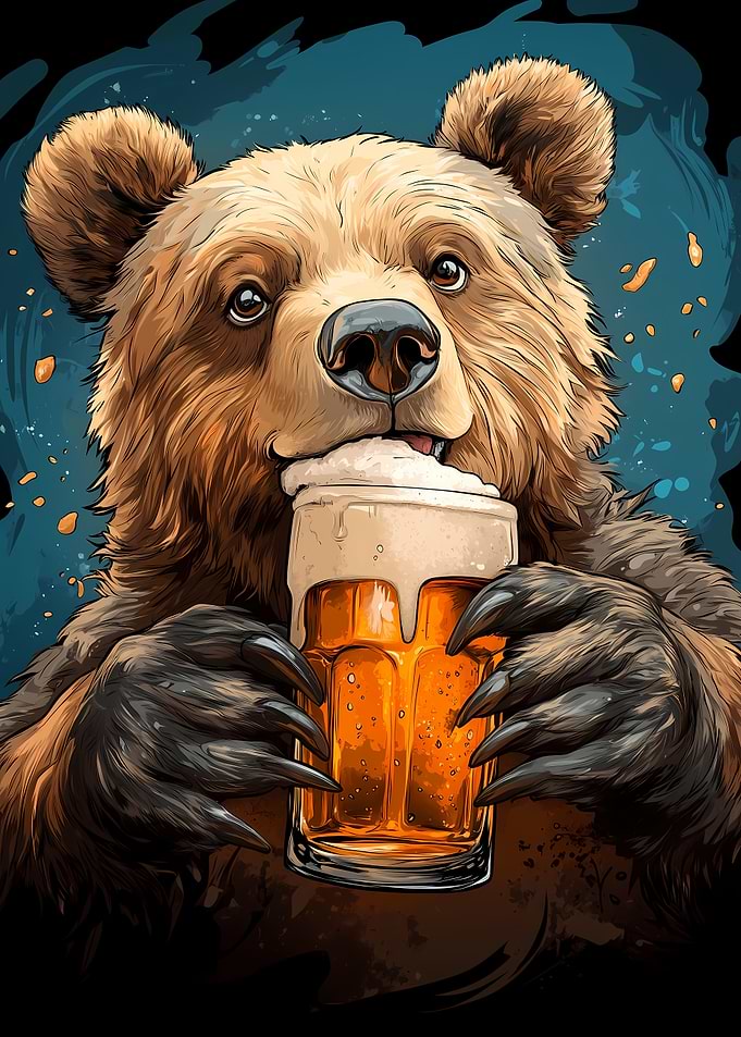 Bear Drinking Beer