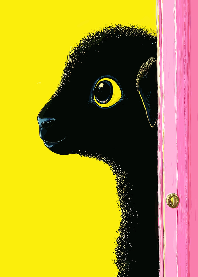 Black Lamb Peeking