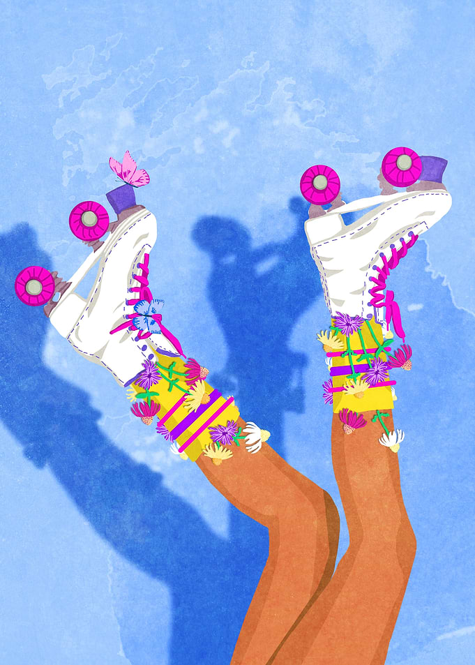 Roller Skates with Flowers