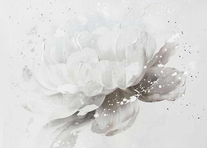 White Flower Abstract Painting