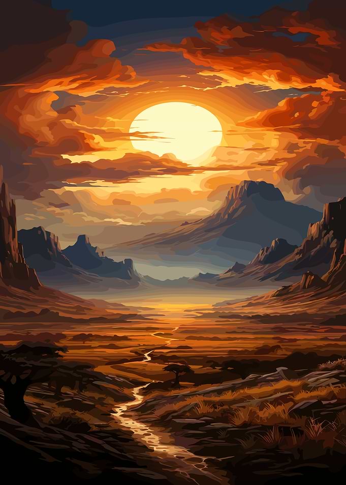 Sunset Over Mountains