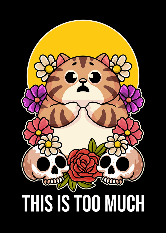 Too Much Cat Skull Art