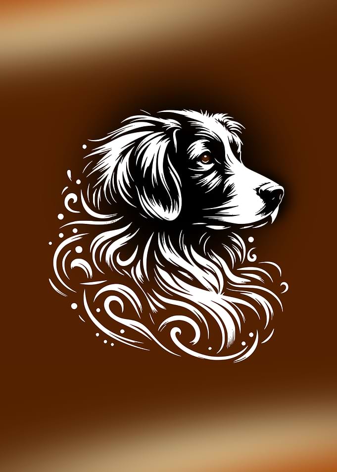 Dog Portrait with Floral Design