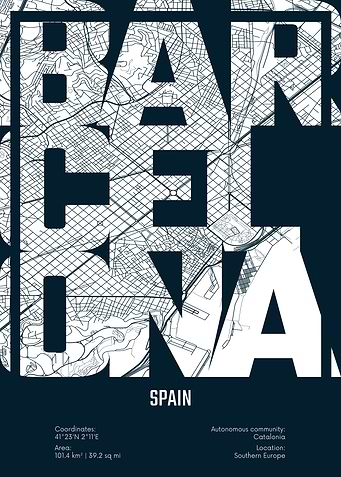 Barcelona Map Typography