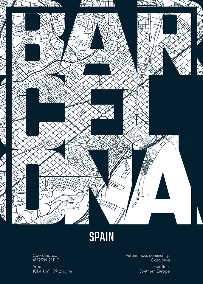 Barcelona Map Typography
