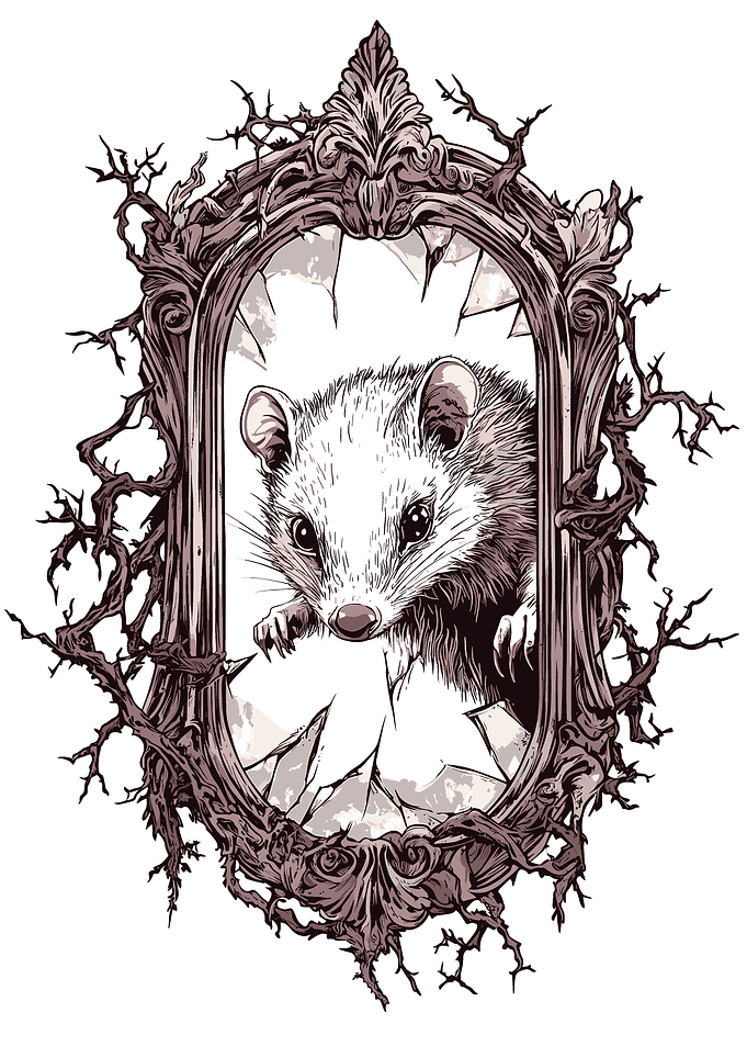 Opossum in a Broken Mirror