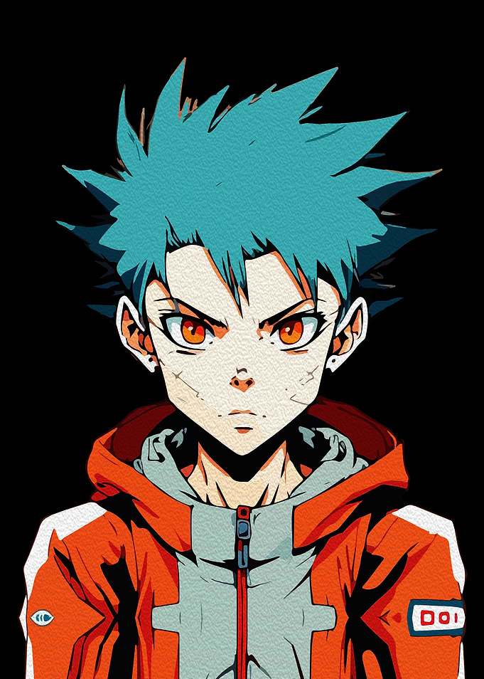 Anime Boy with Blue Hair