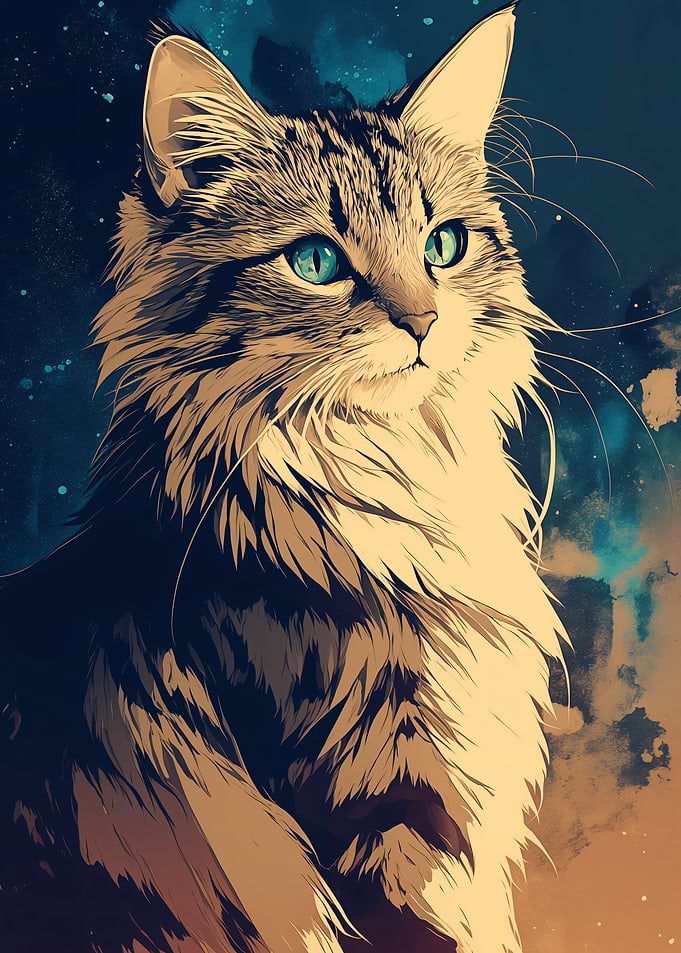 Tabby Cat with Blue Eyes