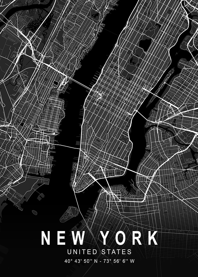 New York Dark City Map