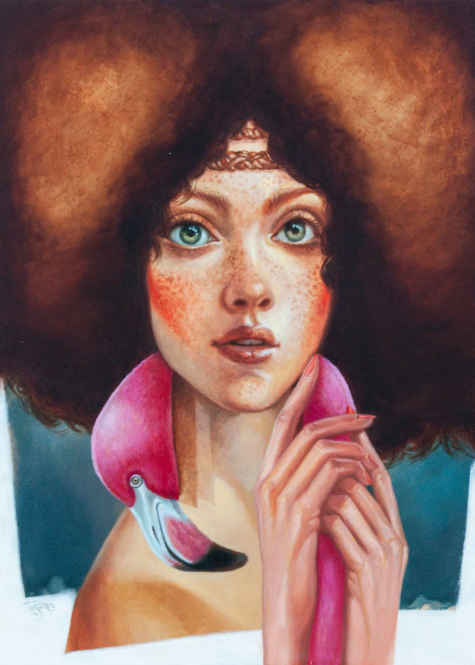 Woman with Flamingo
