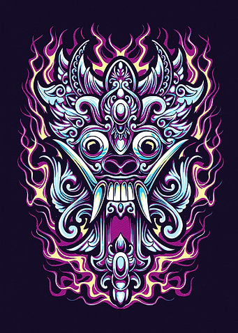 Barong Mask Illustration