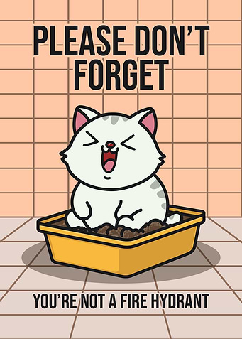 Cat Bathroom Reminder Poster