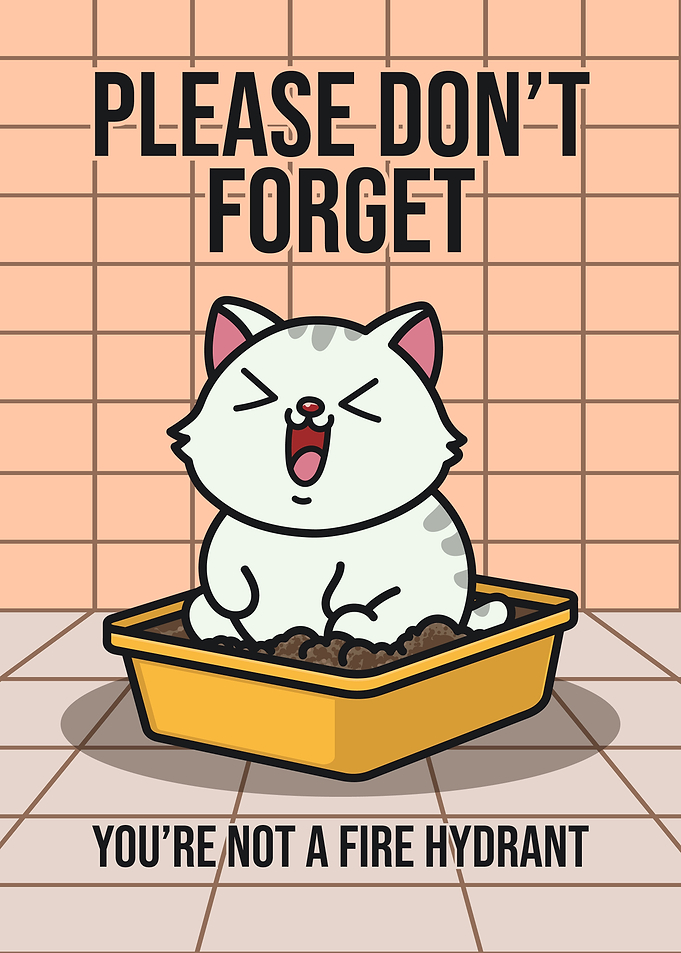 Cat Bathroom Reminder Poster