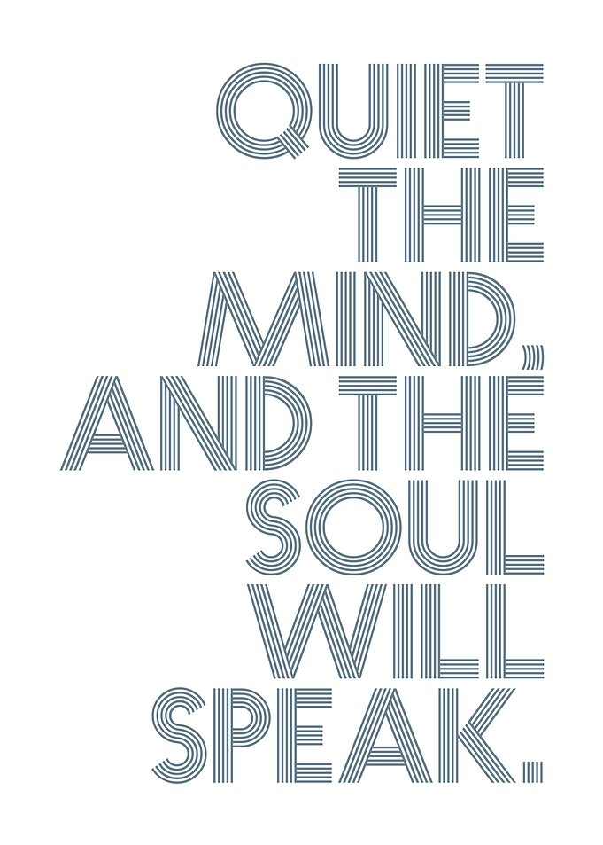 Quiet the Mind Inspiring Typography Poster, Zen Mindfulness Decor, Yoga Gift