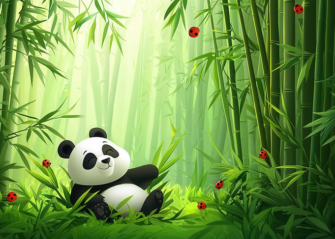 Panda in Bamboo Forest