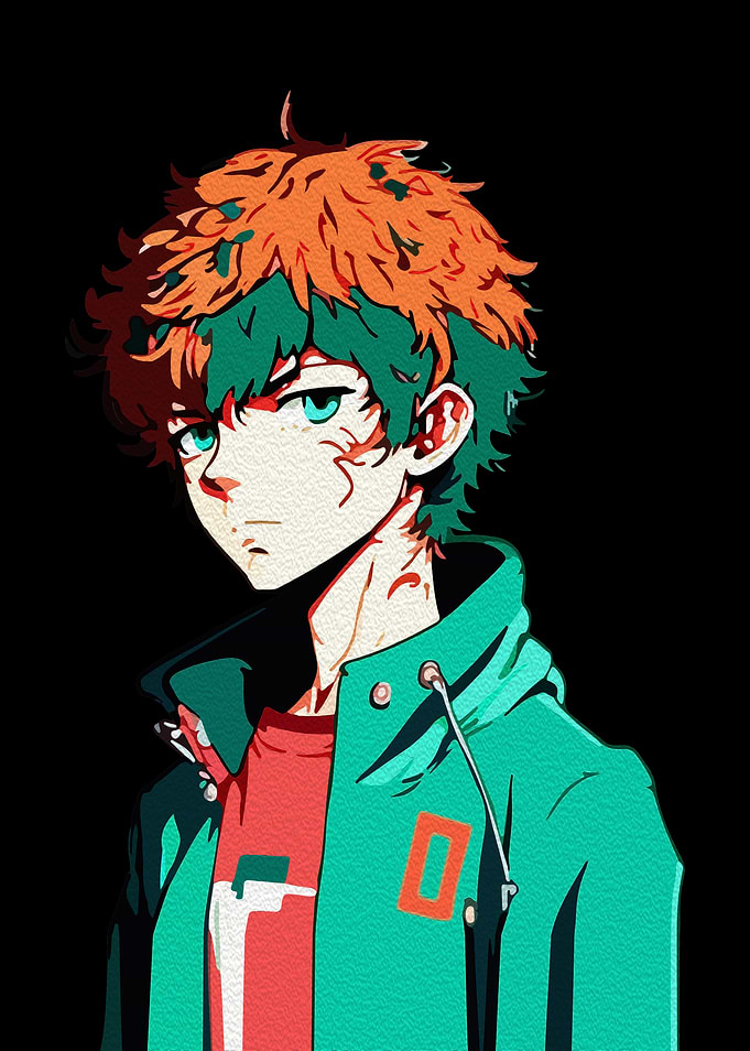 Anime Boy with Green Jacket