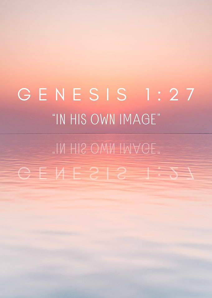 Genesis 1:27 In His Own Image Christian Reflection Bible Verse Design