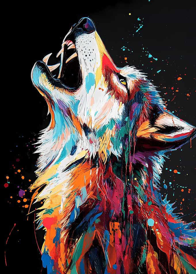 Colorful Wolf Howl